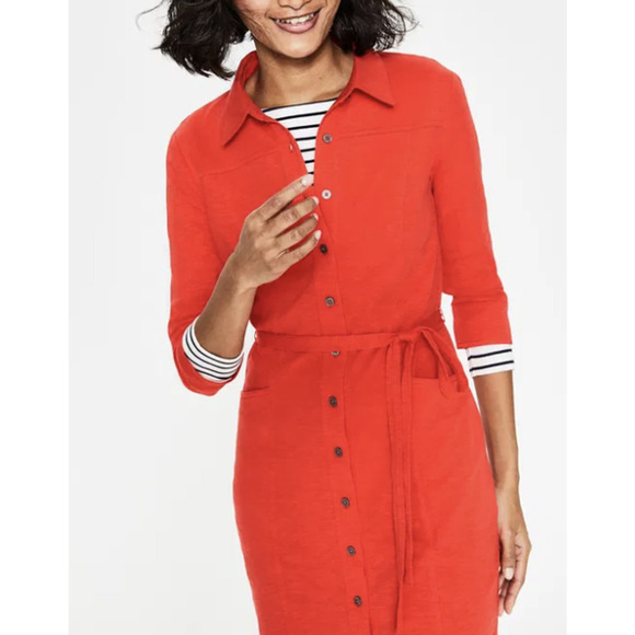 NWT Boden Tara Jersey Shirt Dress Womens 10 Medium Red - Picture 3 of 14